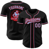 Custom Black Light Blue-Red Authentic Baseball Jersey