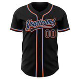 Custom Black Powder Blue-Orange Authentic Baseball Jersey
