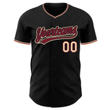 Custom Black City Cream-Crimson Authentic Baseball Jersey