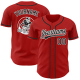 Custom Red Black-White Authentic Baseball Jersey