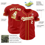 Custom Red White-Old Gold Authentic Baseball Jersey