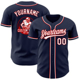 Custom Navy White-Red Authentic Baseball Jersey