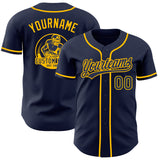 Custom Navy-Gold Authentic Baseball Jersey