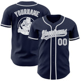Custom Navy Gray-White Authentic Baseball Jersey