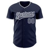 Custom Navy White-Gray Authentic Baseball Jersey