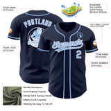 Custom Navy Light Blue-White Authentic Baseball Jersey
