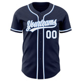 Custom Navy White-Light Blue Authentic Baseball Jersey