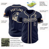 Custom Navy-Cream Authentic Baseball Jersey