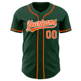 Custom Green Orange-White Authentic Baseball Jersey