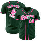 Custom Green Pink-White Authentic Baseball Jersey