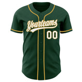 Custom Green White-Old Gold Authentic Baseball Jersey