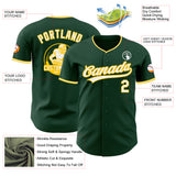 Custom Green White-Yellow Authentic Baseball Jersey