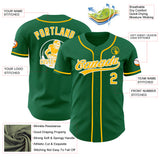 Custom Kelly Green Gold-White Authentic Baseball Jersey