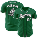 Custom Kelly Green White-Black Authentic Baseball Jersey