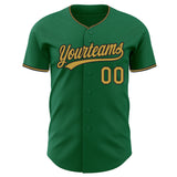 Custom Kelly Green Old Gold-Black Authentic Baseball Jersey