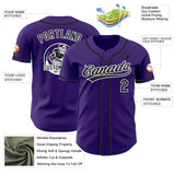 Custom Purple Black-White Authentic Baseball Jersey