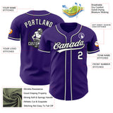 Custom Purple White-Black Authentic Baseball Jersey