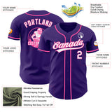 Custom Purple White-Pink Authentic Baseball Jersey