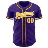 Custom Purple Gold-White Authentic Baseball Jersey