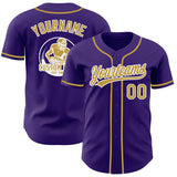 Custom Purple Old Gold-White Authentic Baseball Jersey