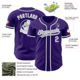Custom Purple Gray-White Authentic Baseball Jersey