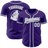 Custom Purple Gray-White Authentic Baseball Jersey