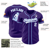Custom Purple White-Light Blue Authentic Baseball Jersey