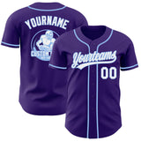 Custom Purple White-Light Blue Authentic Baseball Jersey