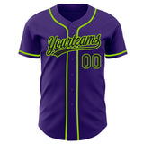 Custom Purple Black-Neon Green Authentic Baseball Jersey