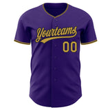 Custom Purple Old Gold-Black Authentic Baseball Jersey