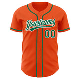 Custom Orange Kelly Green-White Authentic Baseball Jersey