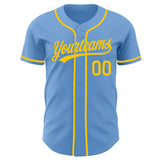 Custom Light Blue-Yellow Authentic Baseball Jersey