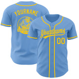 Custom Light Blue-Yellow Authentic Baseball Jersey
