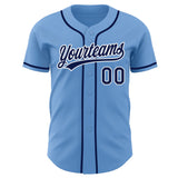 Custom Light Blue Navy-White Authentic Baseball Jersey