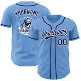 Custom Light Blue Navy-White Authentic Baseball Jersey