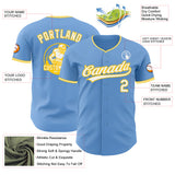 Custom Light Blue White-Yellow Authentic Baseball Jersey