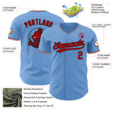 Custom Light Blue Red Black-White Authentic Baseball Jersey