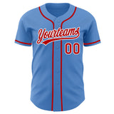 Custom Powder Blue Red-White Authentic Baseball Jersey