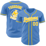 Custom Powder Blue Yellow-White Authentic Baseball Jersey