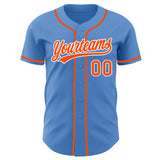 Custom Powder Blue Orange-White Authentic Baseball Jersey