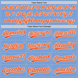 Custom Powder Blue Orange-White Authentic Baseball Jersey