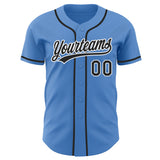 Custom Powder Blue Black-White Authentic Baseball Jersey