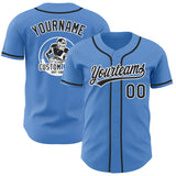 Custom Powder Blue Black-White Authentic Baseball Jersey