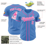 Custom Powder Blue Pink-White Authentic Baseball Jersey