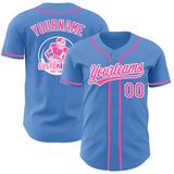 Custom Powder Blue Pink-White Authentic Baseball Jersey