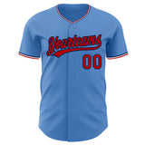 Custom Powder Blue Red Navy-White Authentic Baseball Jersey