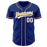 Custom Royal White-Old Gold Authentic Baseball Jersey