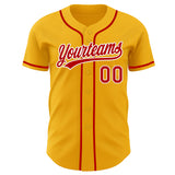 Custom Gold Red-White Authentic Baseball Jersey