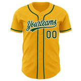 Custom Gold Green-White Authentic Baseball Jersey
