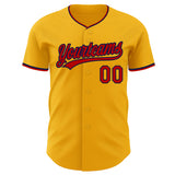 Custom Gold Red-Navy Authentic Baseball Jersey